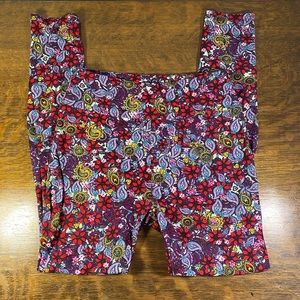 LulaRoe Red/Purple Floral Pants